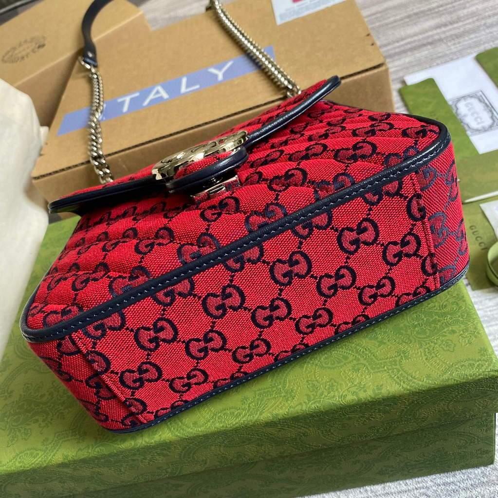 Gucci 583571 GG Marmont Multicolour mini top handle bag Red
