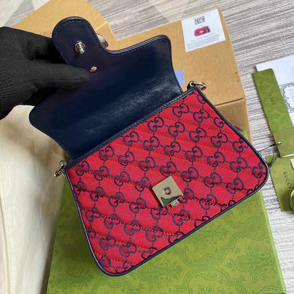 Gucci 583571 GG Marmont Multicolour mini top handle bag Red