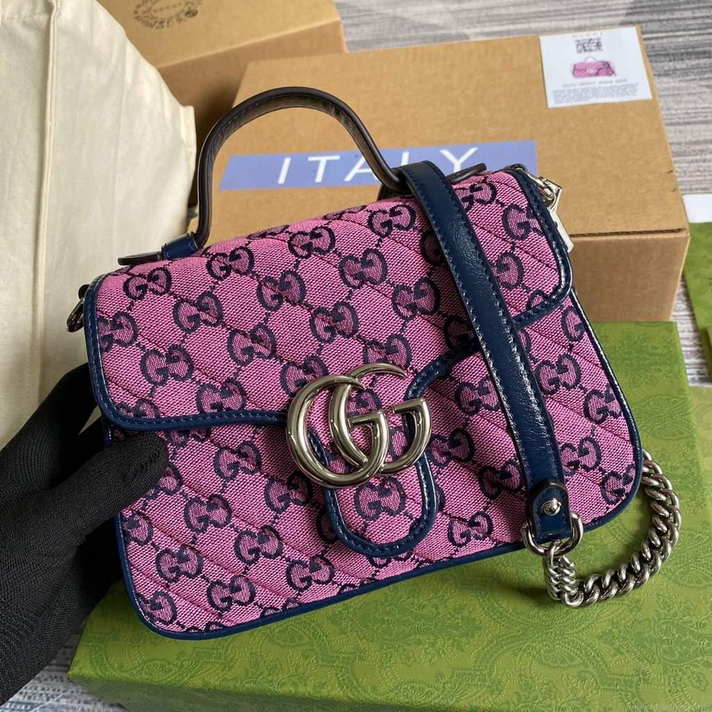 Gucci 583571 GG Marmont Multicolour mini top handle bag Rose red