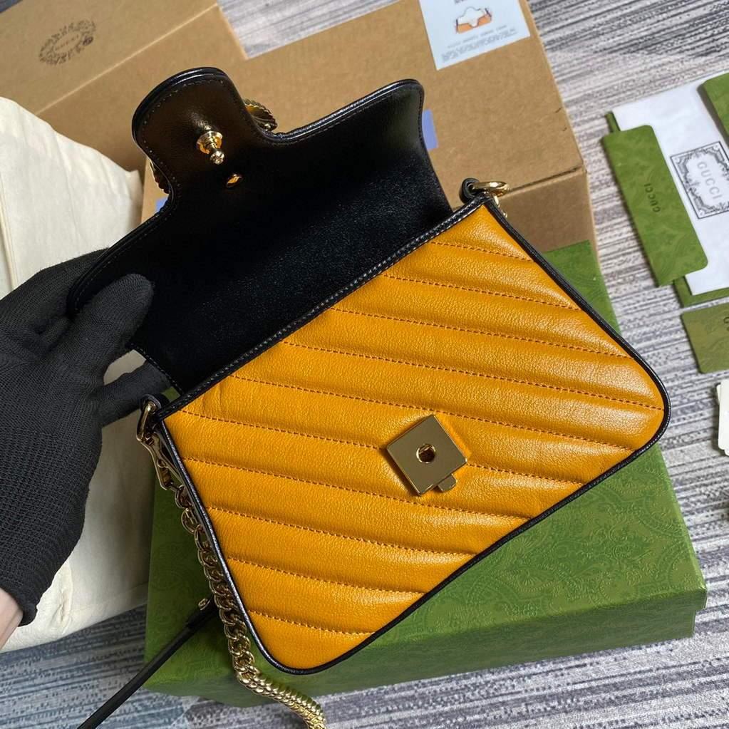 Gucci 583571 GG Marmont Multicolour mini top handle bag Yellow and White