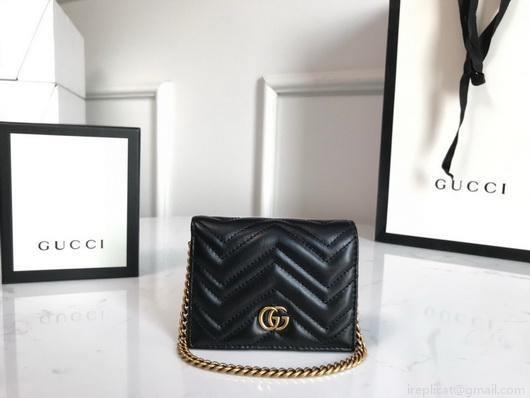Gucci 625693 GG Marmont Card Case Wallet Black