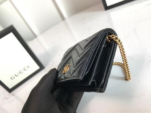 Gucci 625693 GG Marmont Card Case Wallet Black