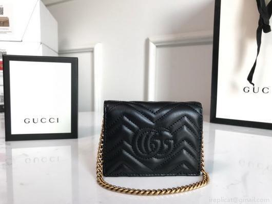 Gucci 625693 GG Marmont Card Case Wallet Black