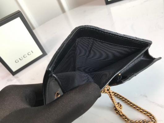 Gucci 625693 GG Marmont Card Case Wallet Black