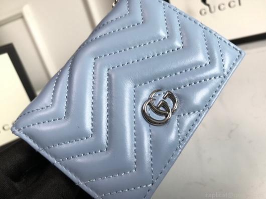 Gucci 625693 GG Marmont Card Case Wallet Blue