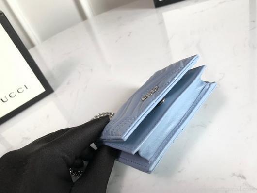 Gucci 625693 GG Marmont Card Case Wallet Blue