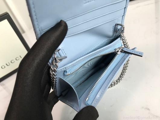 Gucci 625693 GG Marmont Card Case Wallet Blue