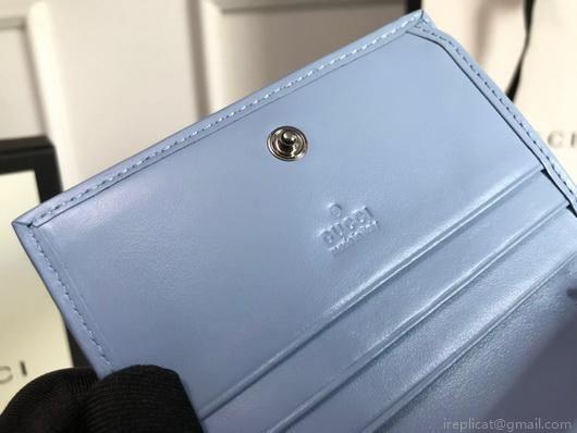 Gucci 625693 GG Marmont Card Case Wallet Blue