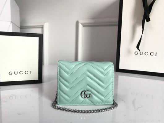 Gucci 625693 GG Marmont Card Case Wallet Green