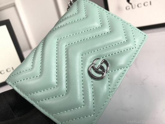 Gucci 625693 GG Marmont Card Case Wallet Green