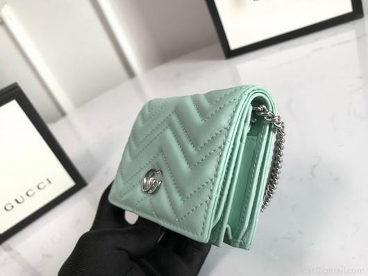 Gucci 625693 GG Marmont Card Case Wallet Green