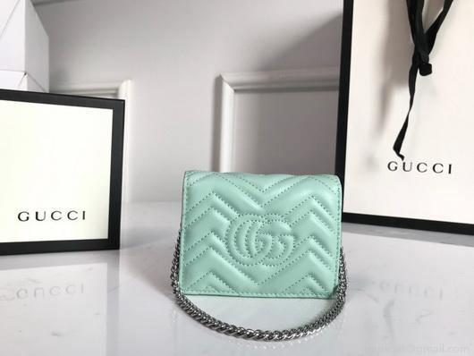 Gucci 625693 GG Marmont Card Case Wallet Green