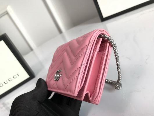 Gucci 625693 GG Marmont Card Case Wallet Pink