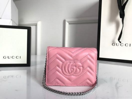 Gucci 625693 GG Marmont Card Case Wallet Pink