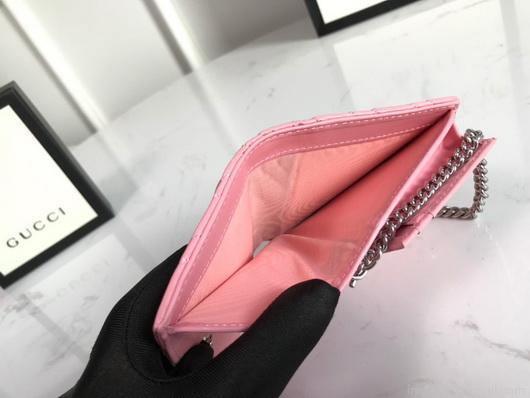 Gucci 625693 GG Marmont Card Case Wallet Pink