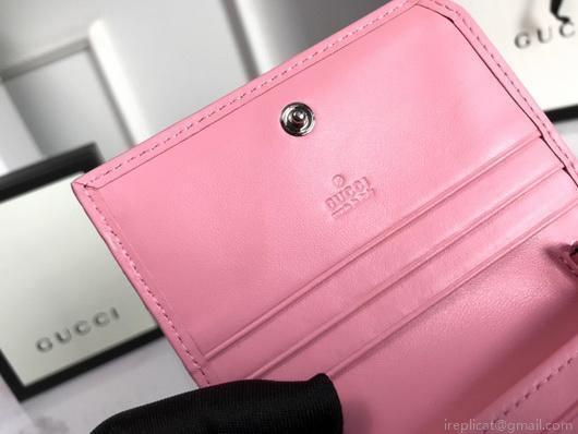 Gucci 625693 GG Marmont Card Case Wallet Pink
