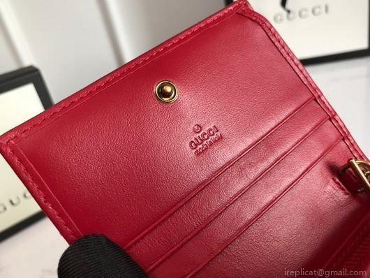 Gucci 625693 GG Marmont Card Case Wallet Red