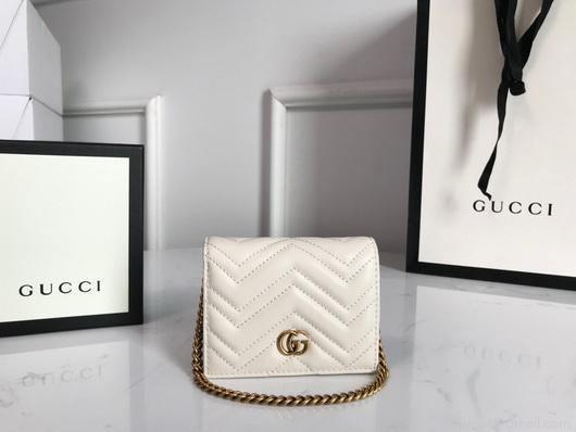Gucci 625693 GG Marmont Card Case Wallet White