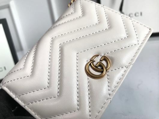 Gucci 625693 GG Marmont Card Case Wallet White