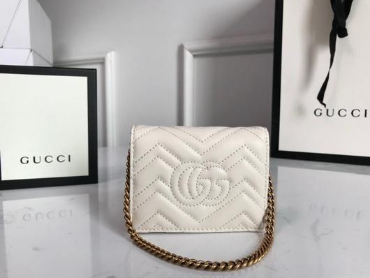 Gucci 625693 GG Marmont Card Case Wallet White