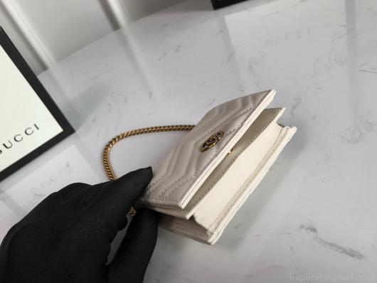 Gucci 625693 GG Marmont Card Case Wallet White