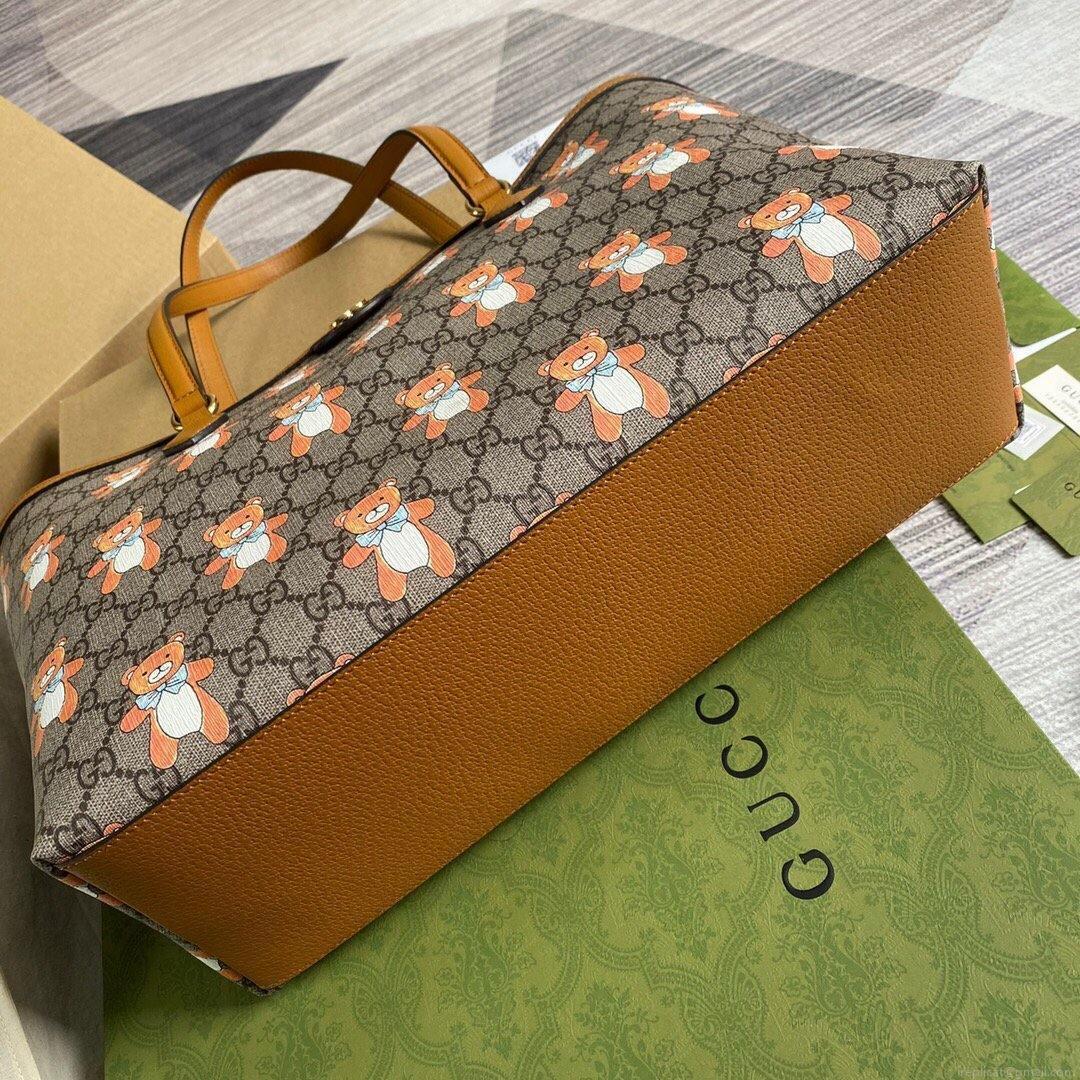 Gucci 631685 Ophidia GG KAI Medium Tote Bag Tan