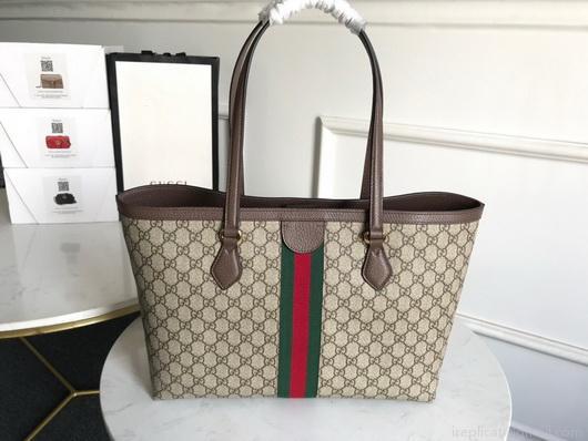 Gucci 631685 Ophidia GG Medium Tote Green and red Web