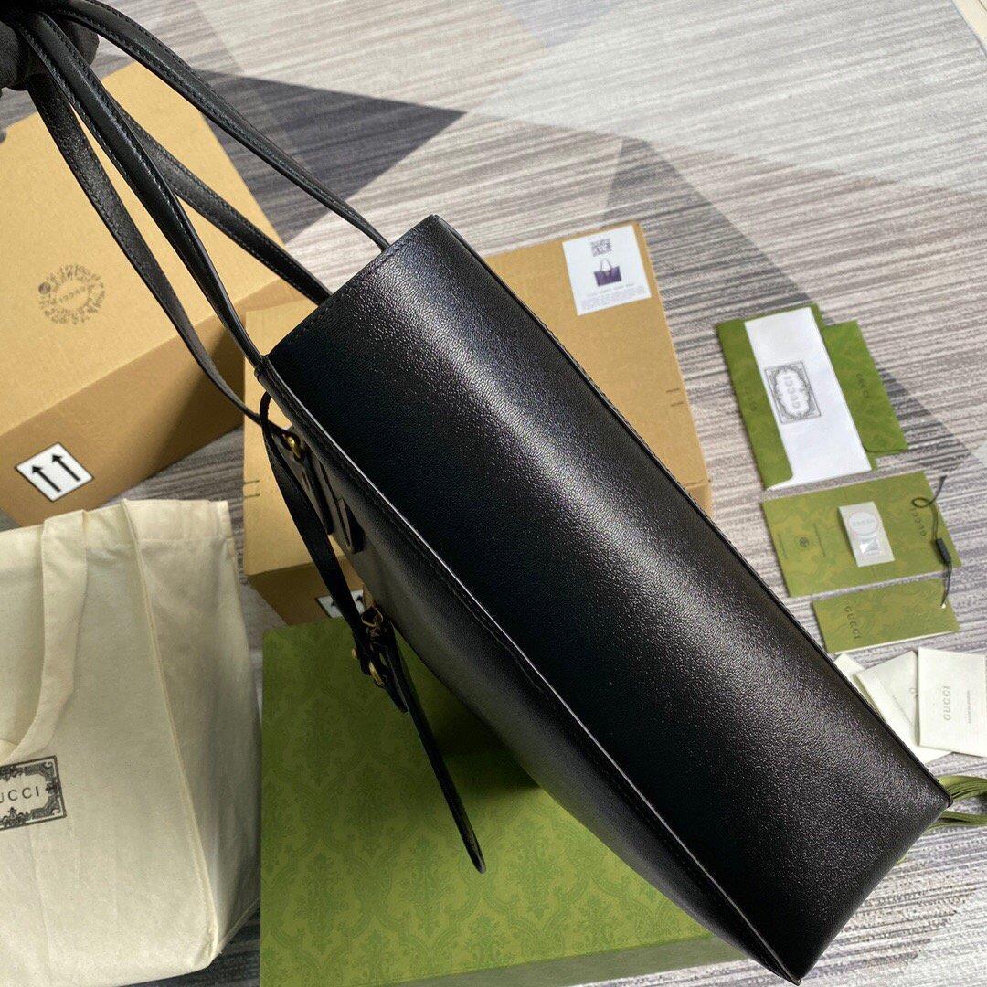 Gucci 649577 Medium Tote With Double G Black Leather
