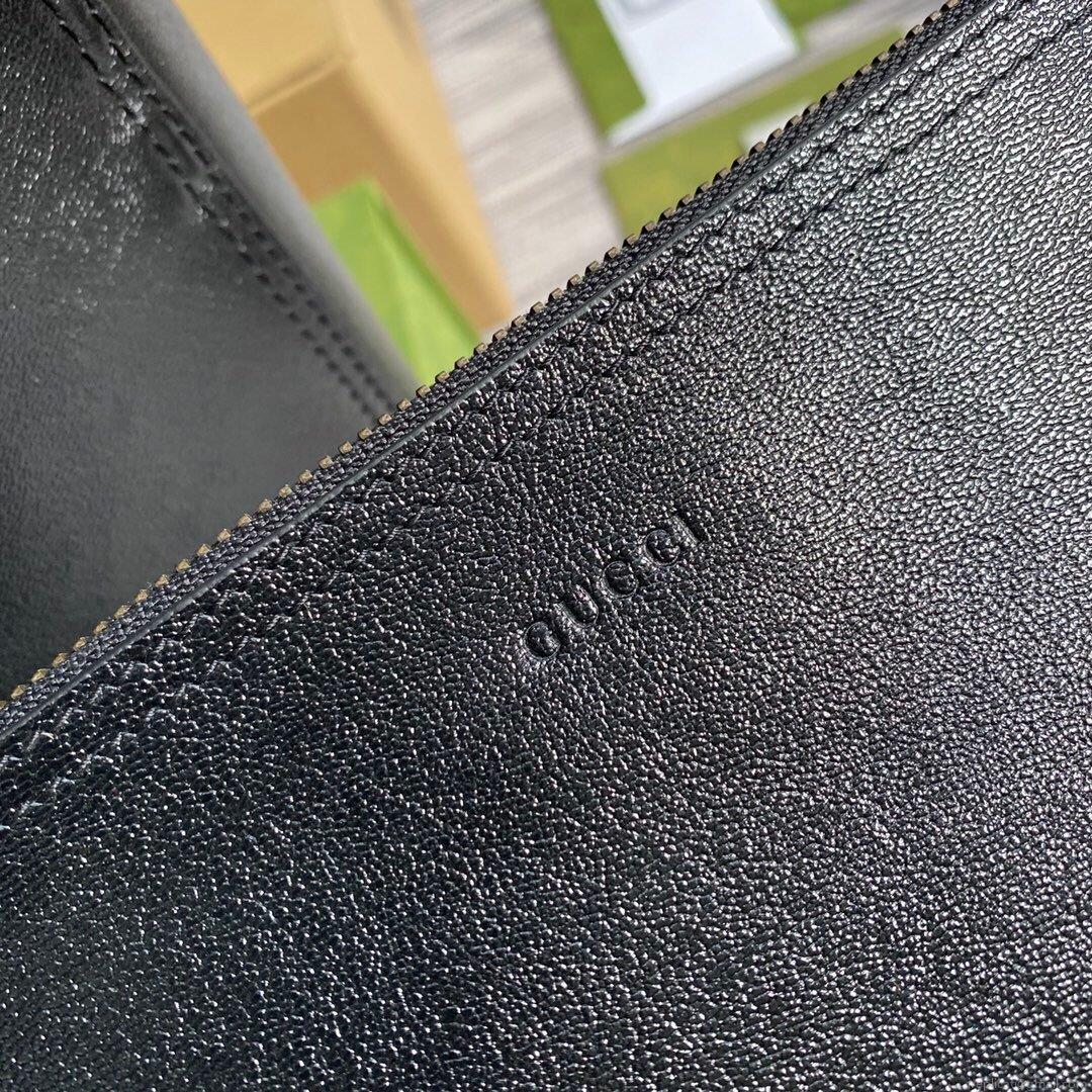 Gucci 649577 Medium Tote With Double G Black Leather