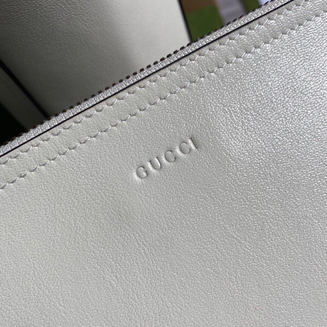 Gucci 649577 Medium Tote With Double G White Leather