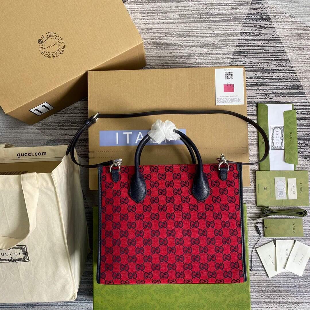 Gucci 659983 GG Multicolour Small Tote Bag Red