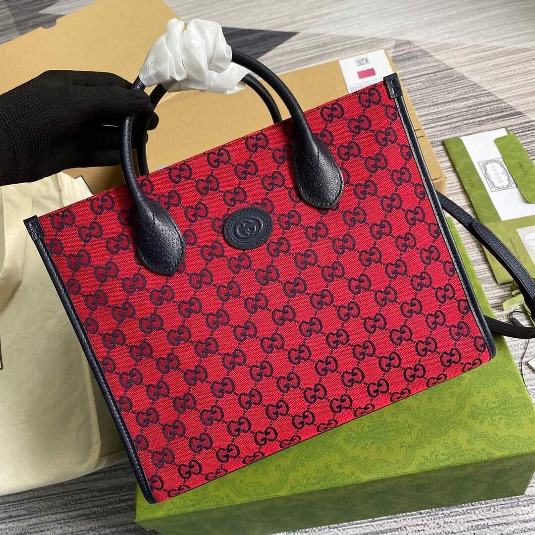 Gucci 659983 GG Multicolour Small Tote Bag Red