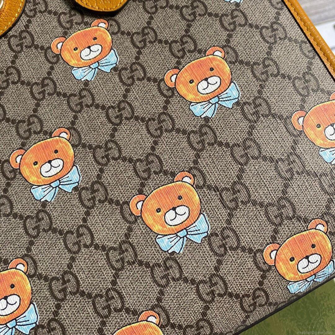 Gucci 660531 GG KAI Cooperation Teddy Bear Tote Bag Tan