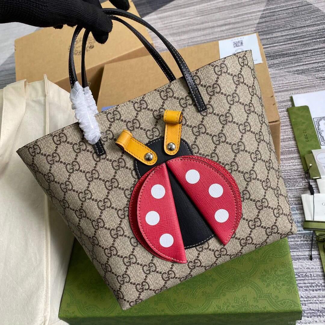 Gucci 666288 Ladybug Tote Bag Brown