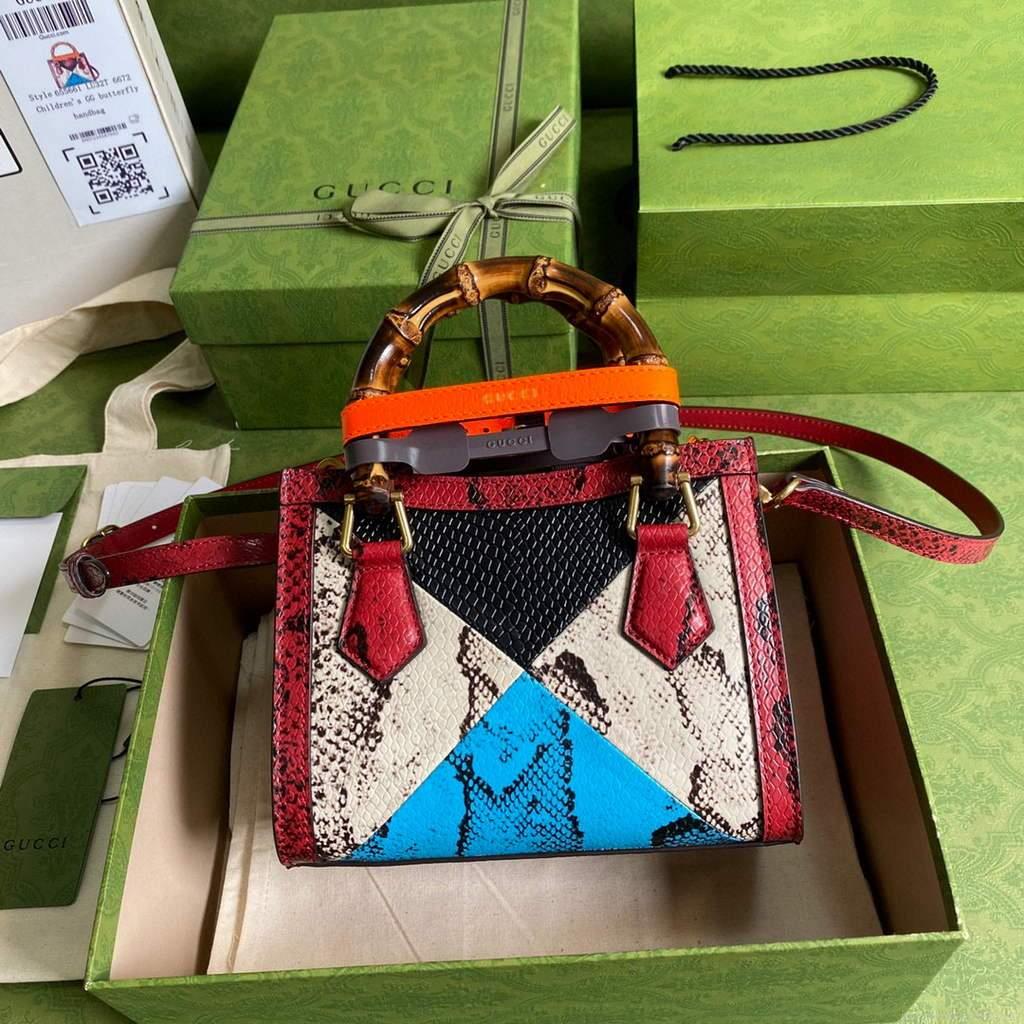Gucci Diana Mini tote bag top handle bag Gucci ‎655661 Grey With Red