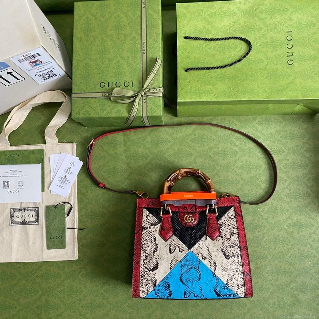 Gucci Diana small tote bag top handle bag 660195 Grey with Red