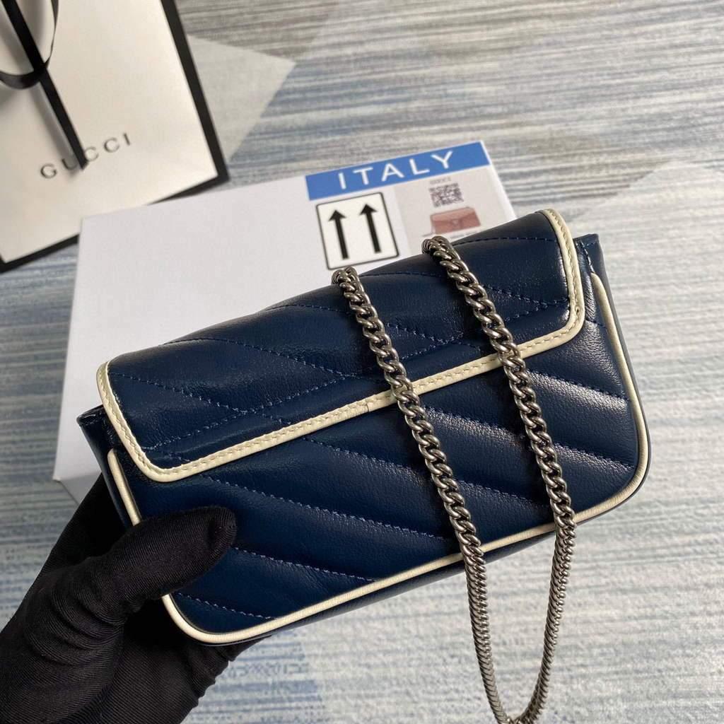 Gucci GG Marmont super mini bag 574969 Navy Blue