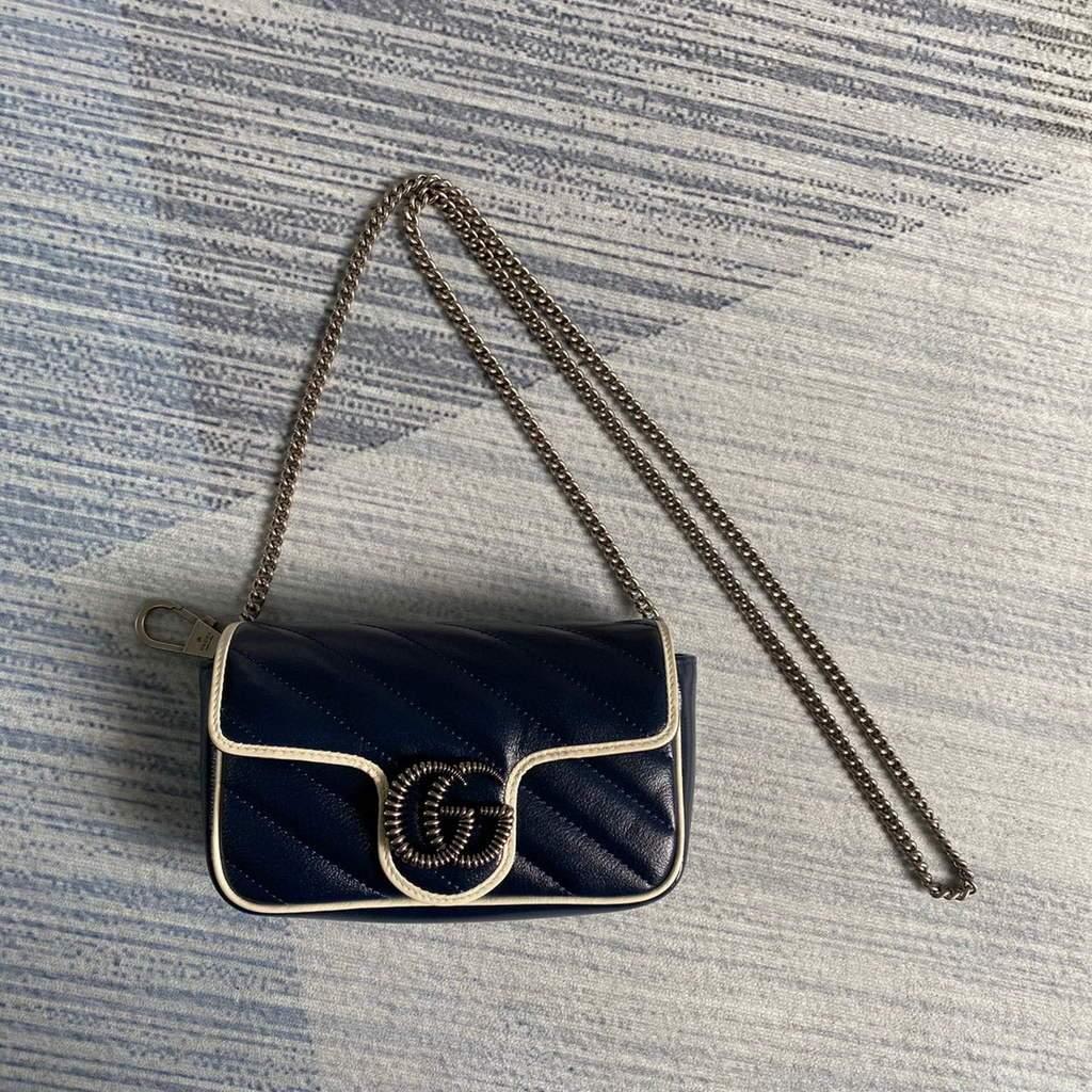 Gucci GG Marmont super mini bag 574969 Navy Blue