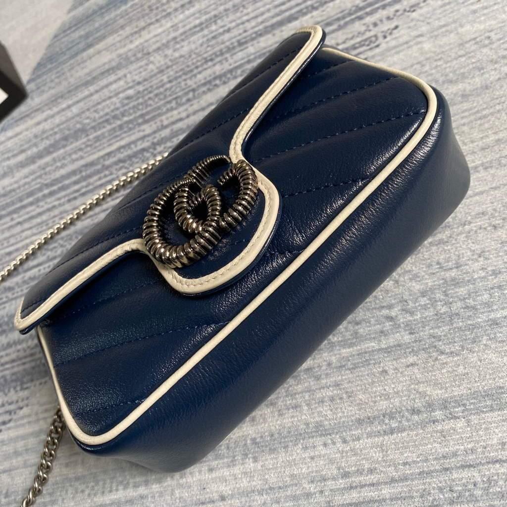 Gucci GG Marmont super mini bag 574969 Navy Blue