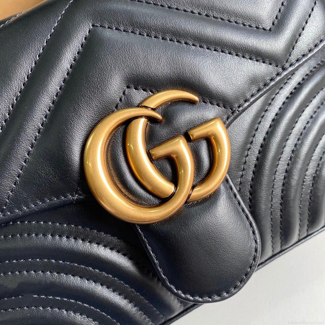 Gucci ‎547260 GG Marmont Mini Top Handle Bag Black
