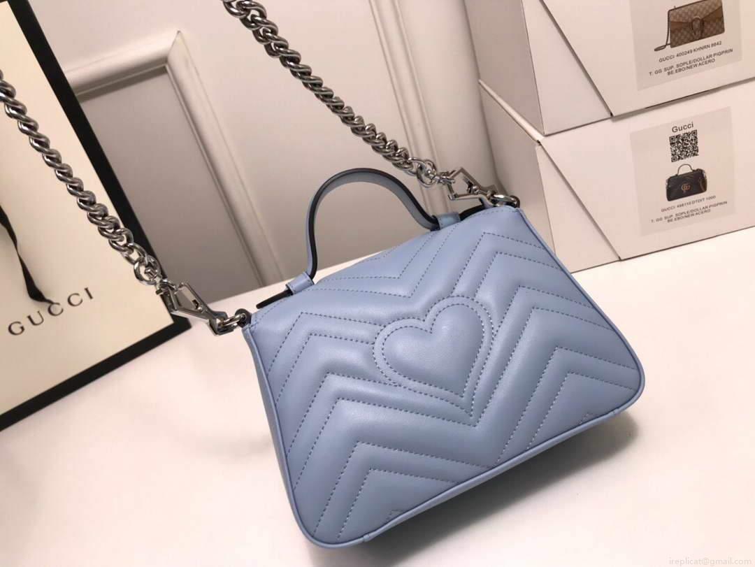 Gucci ‎547260 GG Marmont Mini Top Handle Bag Blue