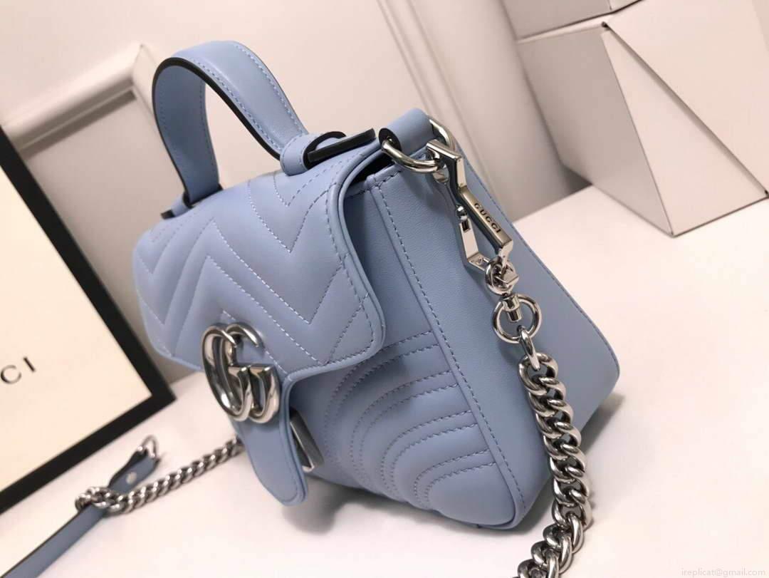 Gucci ‎547260 GG Marmont Mini Top Handle Bag Blue