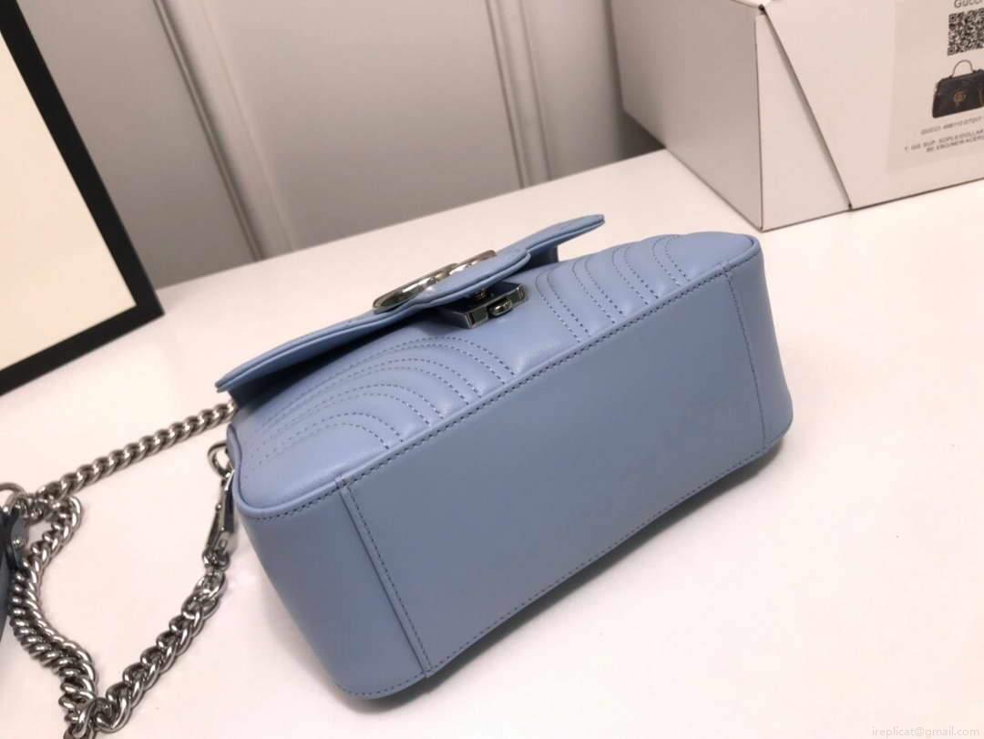 Gucci ‎547260 GG Marmont Mini Top Handle Bag Blue