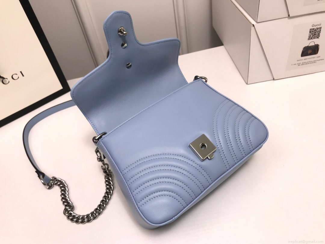 Gucci ‎547260 GG Marmont Mini Top Handle Bag Blue