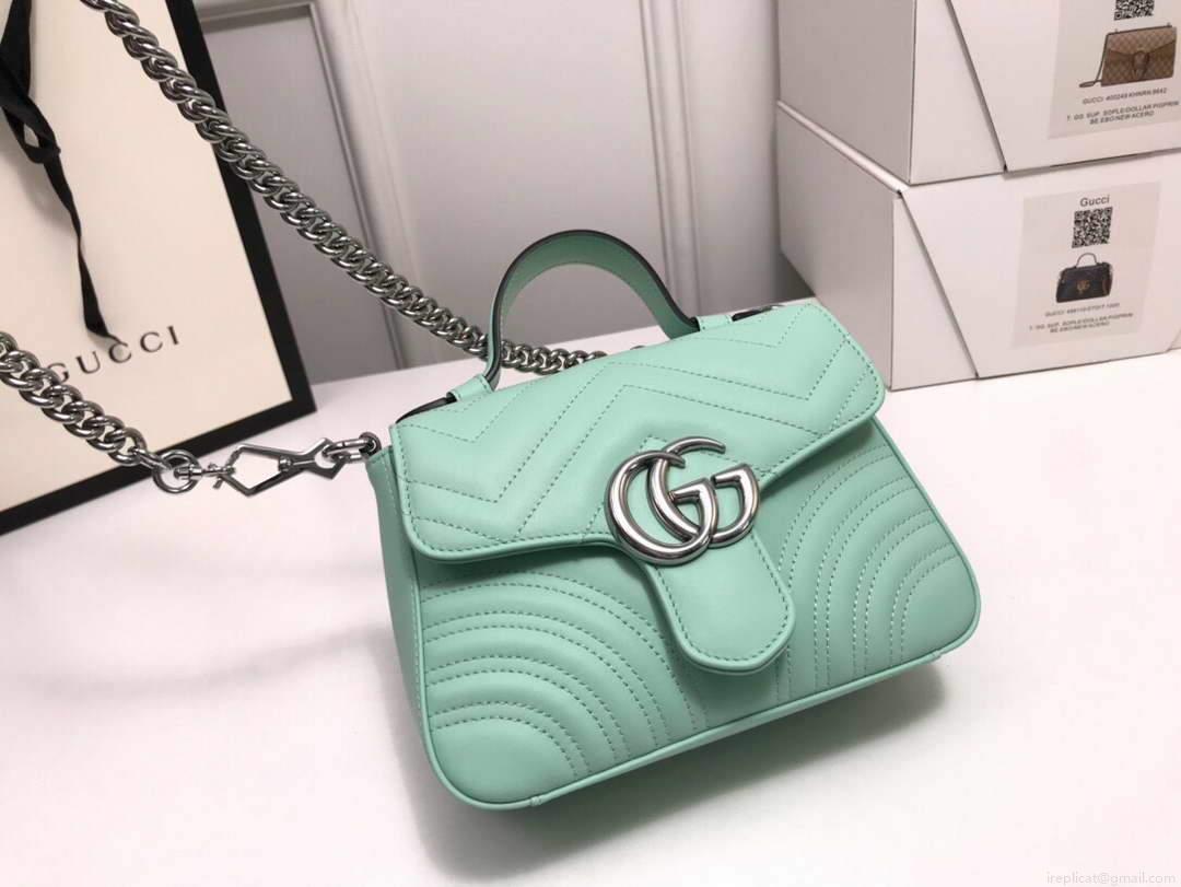 Gucci ‎547260 GG Marmont Mini Top Handle Bag Green