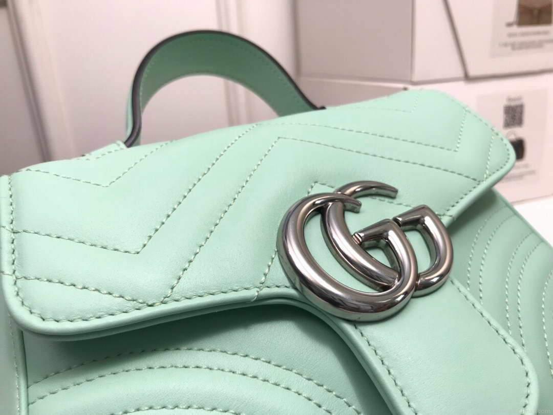 Gucci ‎547260 GG Marmont Mini Top Handle Bag Green