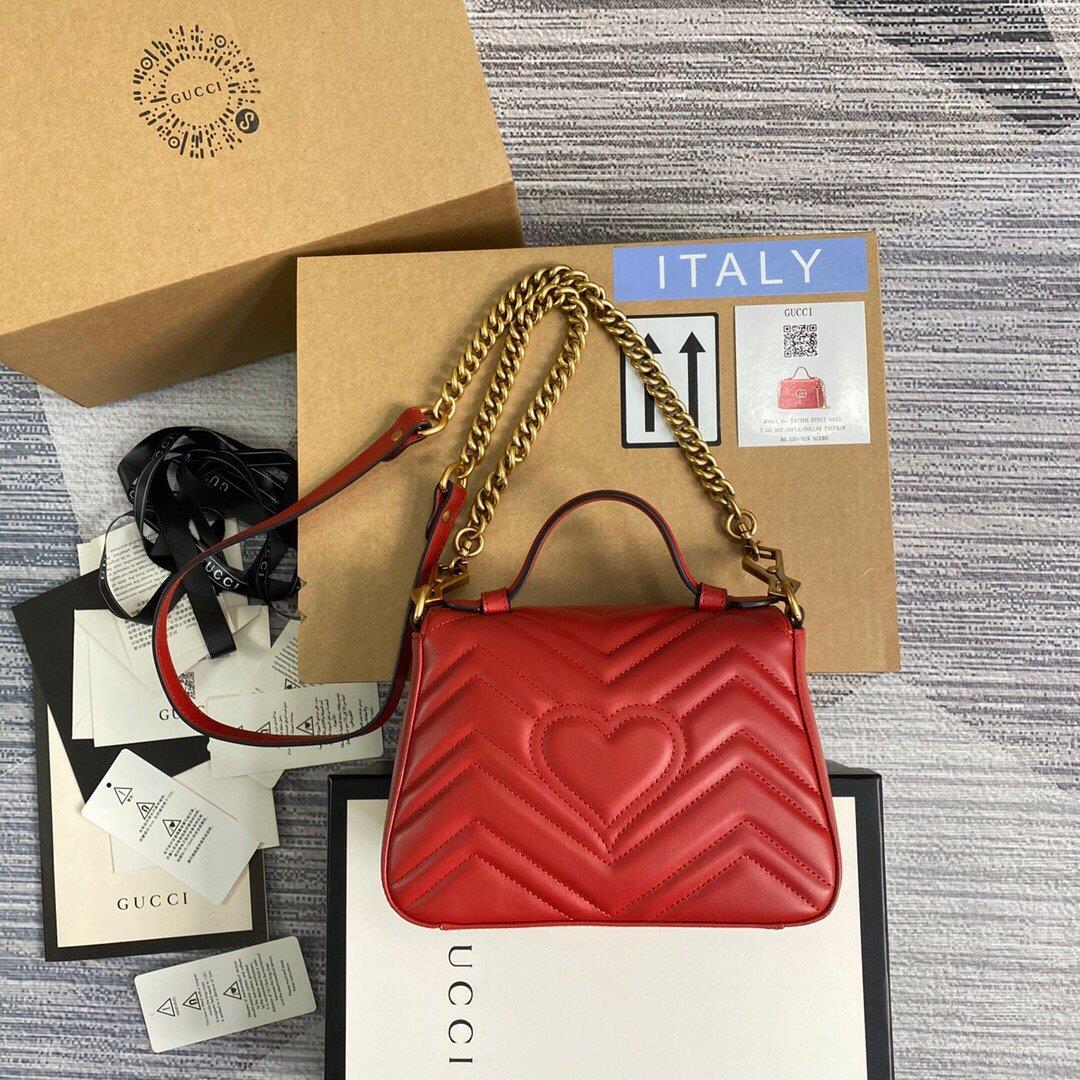 Gucci ‎547260 GG Marmont Mini Top Handle Bag Red