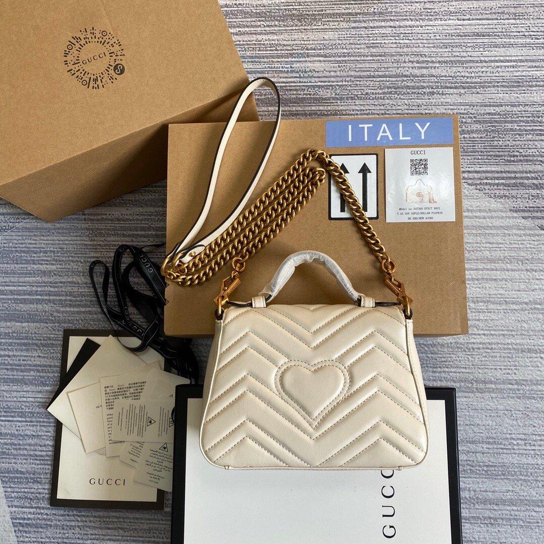 Gucci ‎547260 GG Marmont Mini Top Handle Bag White