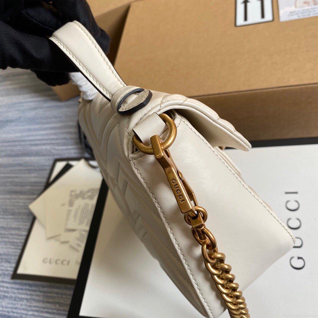 Gucci ‎547260 GG Marmont Mini Top Handle Bag White