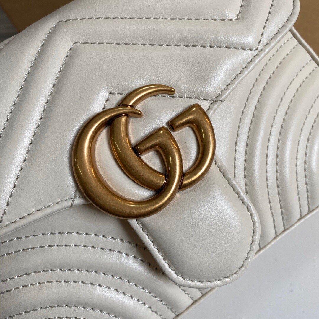 Gucci ‎547260 GG Marmont Mini Top Handle Bag White